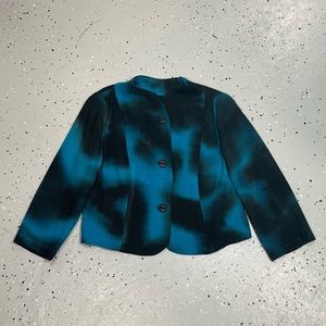 Vintage Handmade Sport Coat Abstract Trippy 90s Design Unisex Small Black Blue